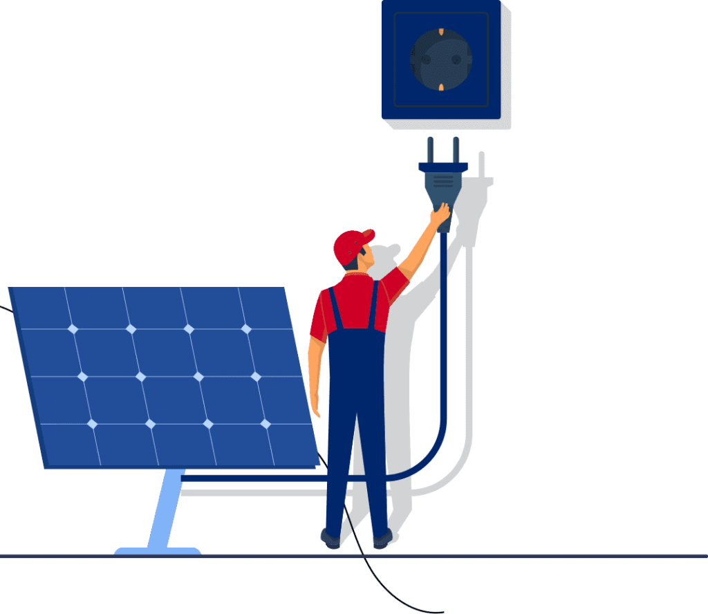 Technician plugging in